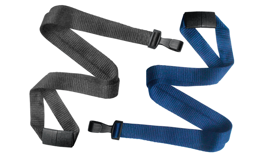 Lanyard, 10 mm säk.knäppe & krok i återvunnen PET, svart 100 stycken/förpackning